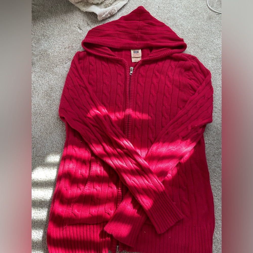 Faded glory, size small, red sweater jacket. Send me offers!